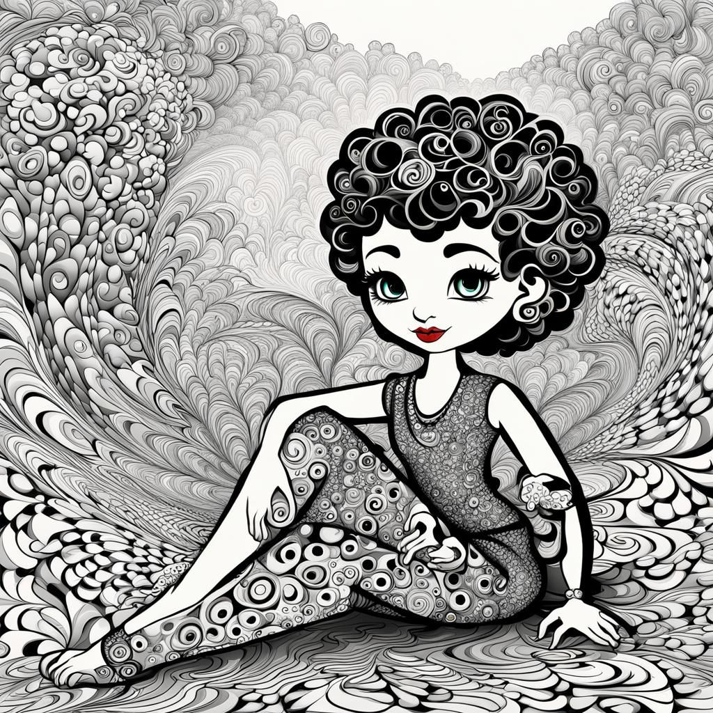 Betty Boop in Abstract Vector Spring Scene