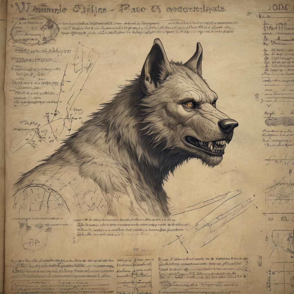 19th-Century Werewolf Blueprint Illustration