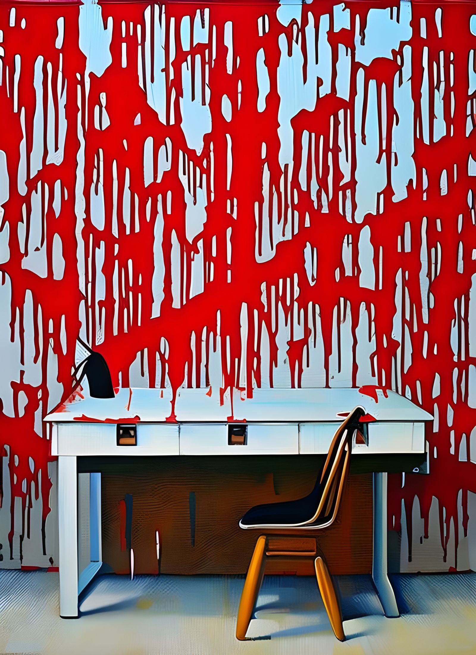 Shredded Dictionary with Red Paint in Americana Style