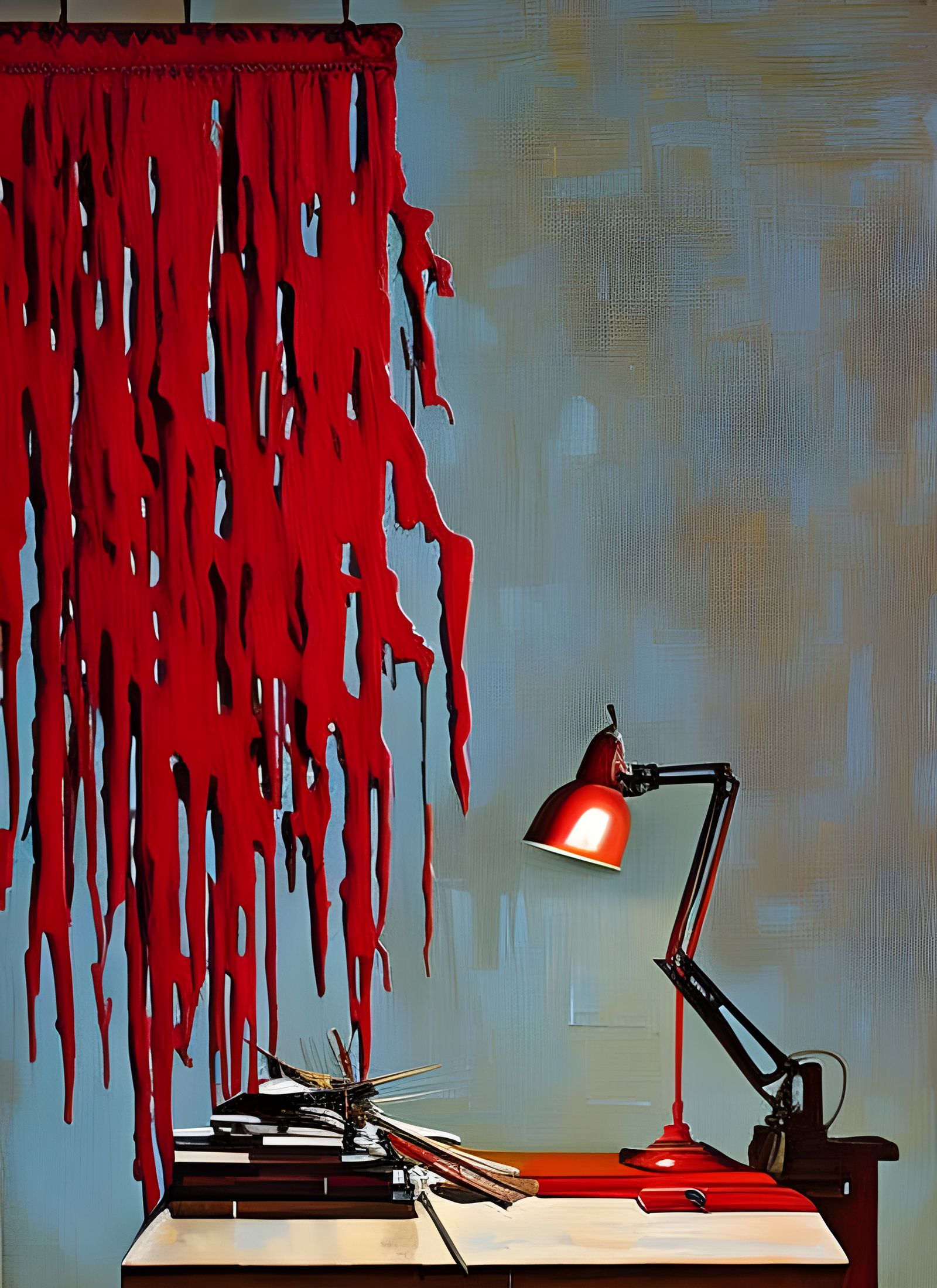 School Desk with Shredded Dictionary in Americana Style