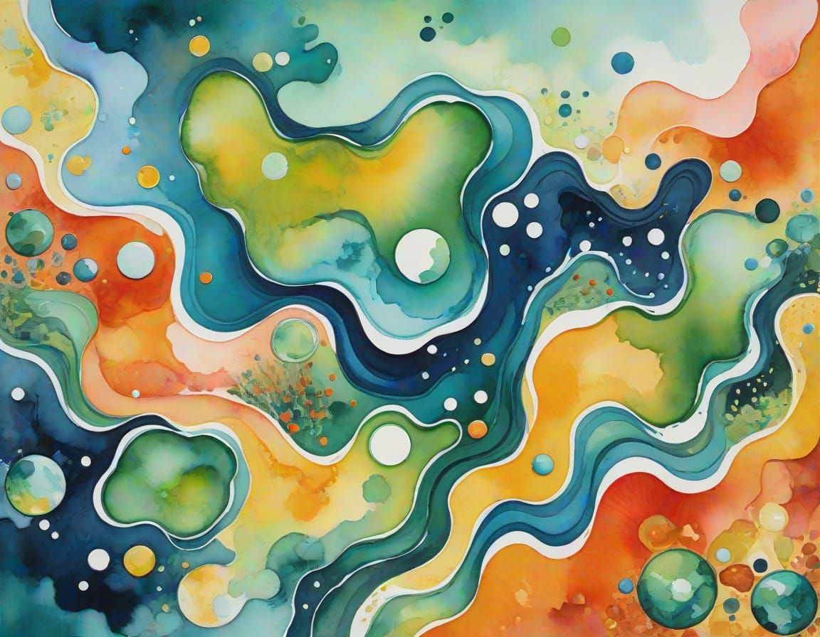 Opulent Biome Collage in Washed Watercolor Style