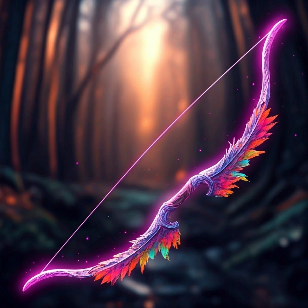 Mystical Longbow Awash in Vibrant Purple Glow