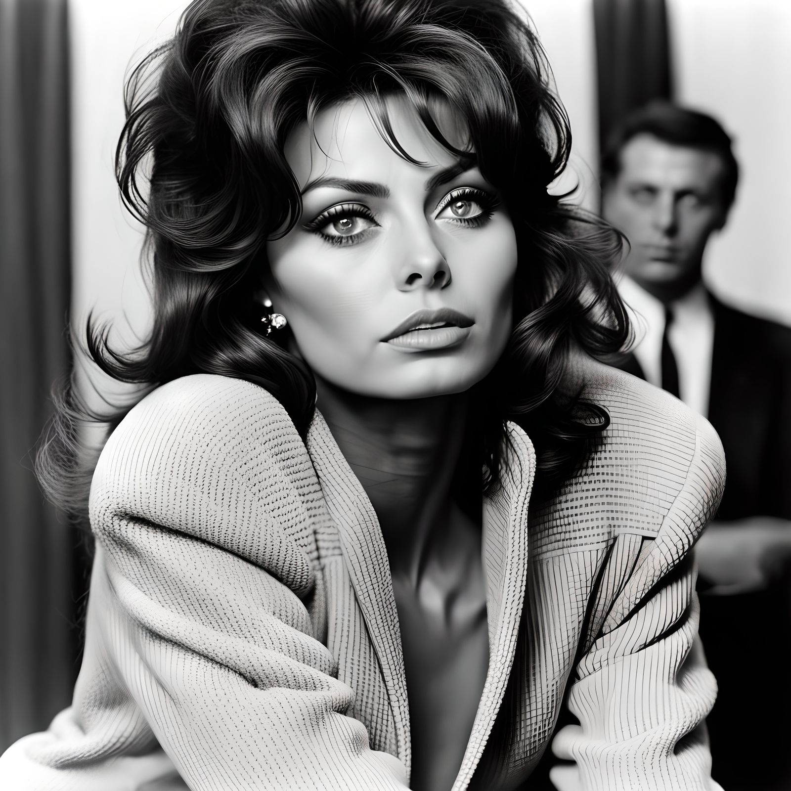 Sophia Loren Inspired 1960s Portrait in Black and White