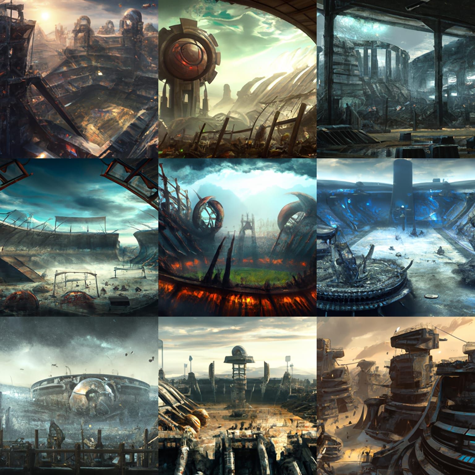 Post-Apocalyptic Stadium in Futuristic World: Digital Matte ...