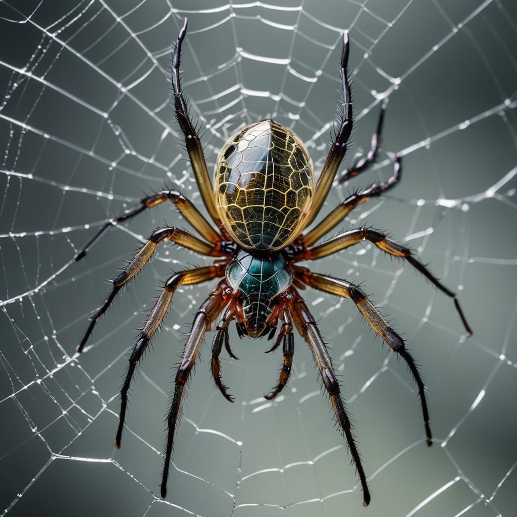 Translucent Glass Spider Macro Photograph in 32k Resolution