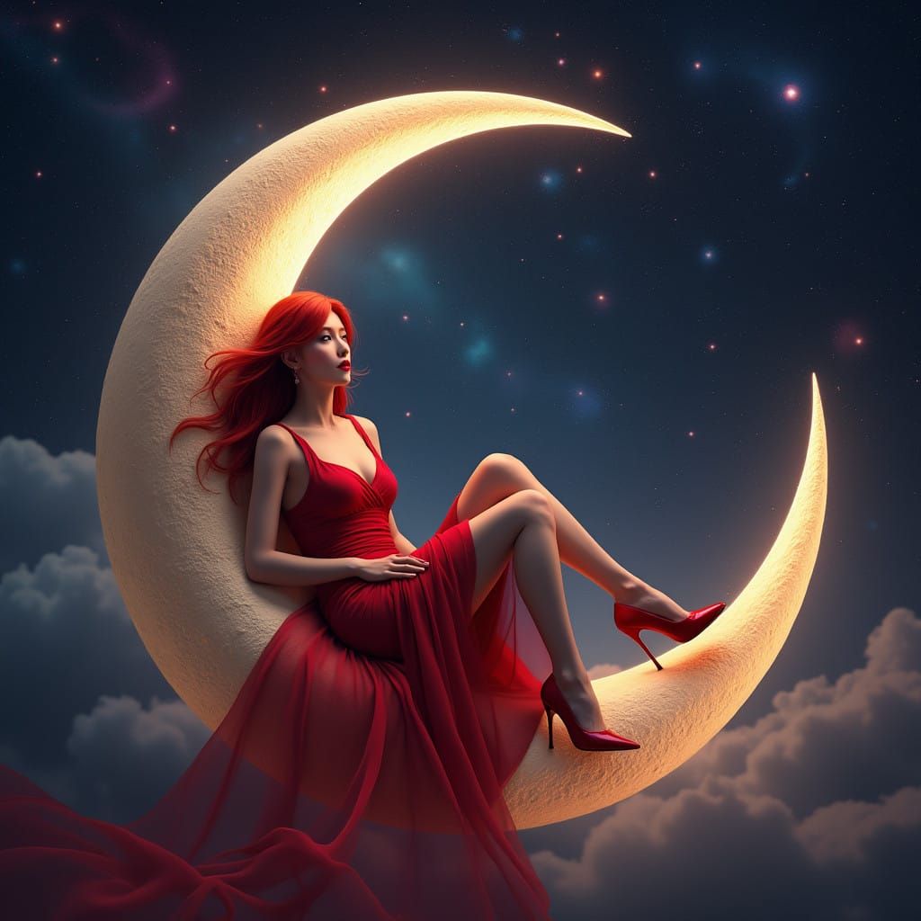 Cyberpunk Goddess of the Crescent Moon