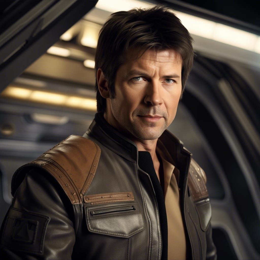 Photorealistic Man in Star Wars Starship