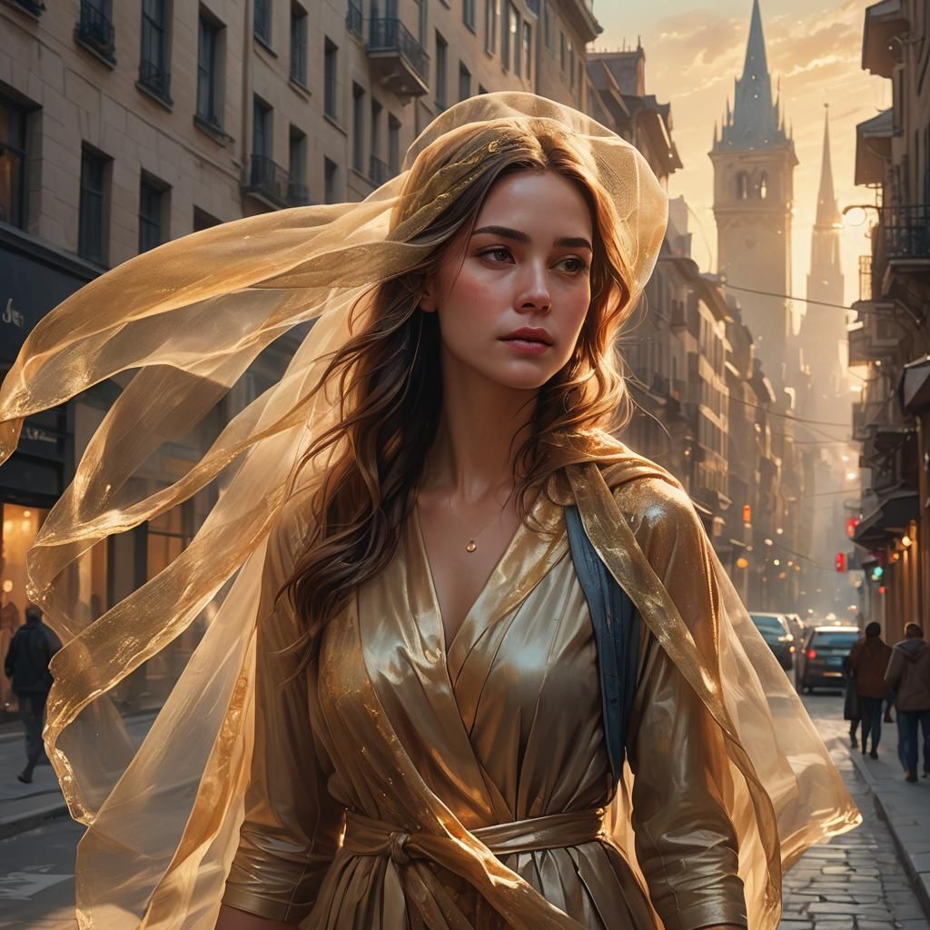 Dreamy Cityscape Behind a Misty Veil