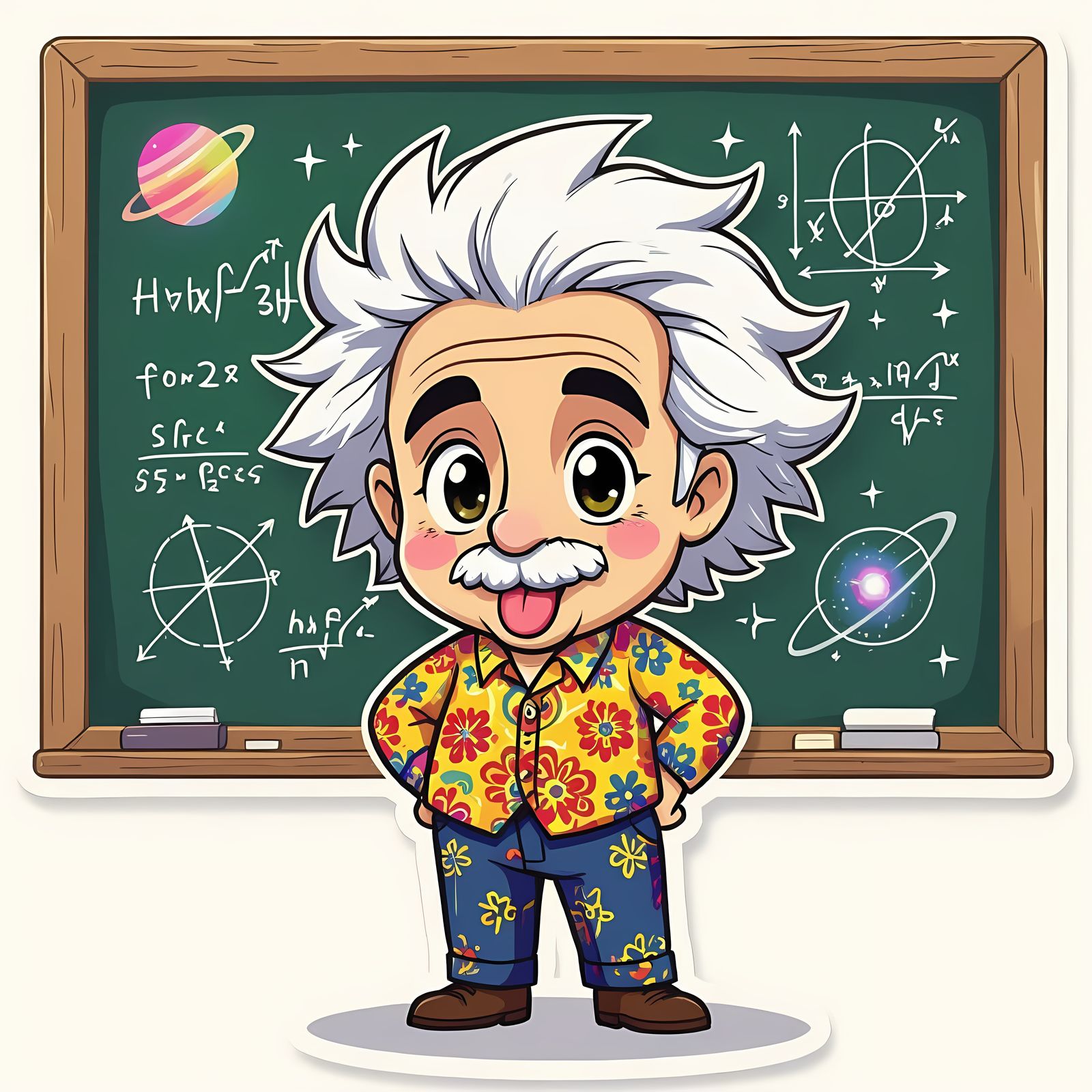 Anime Sticker of Albert Einstein in Chibi Style