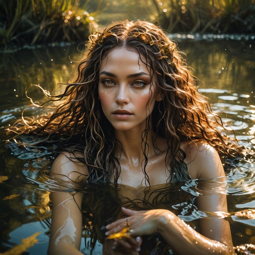 Nymph in Magical Pond: Fauvist Expressionism