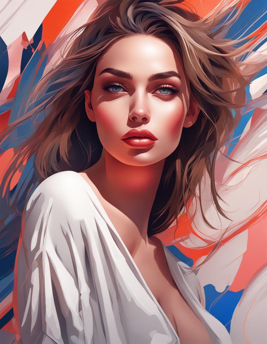 Stunning Illustration of a Beautiful Girl in Abstract Style