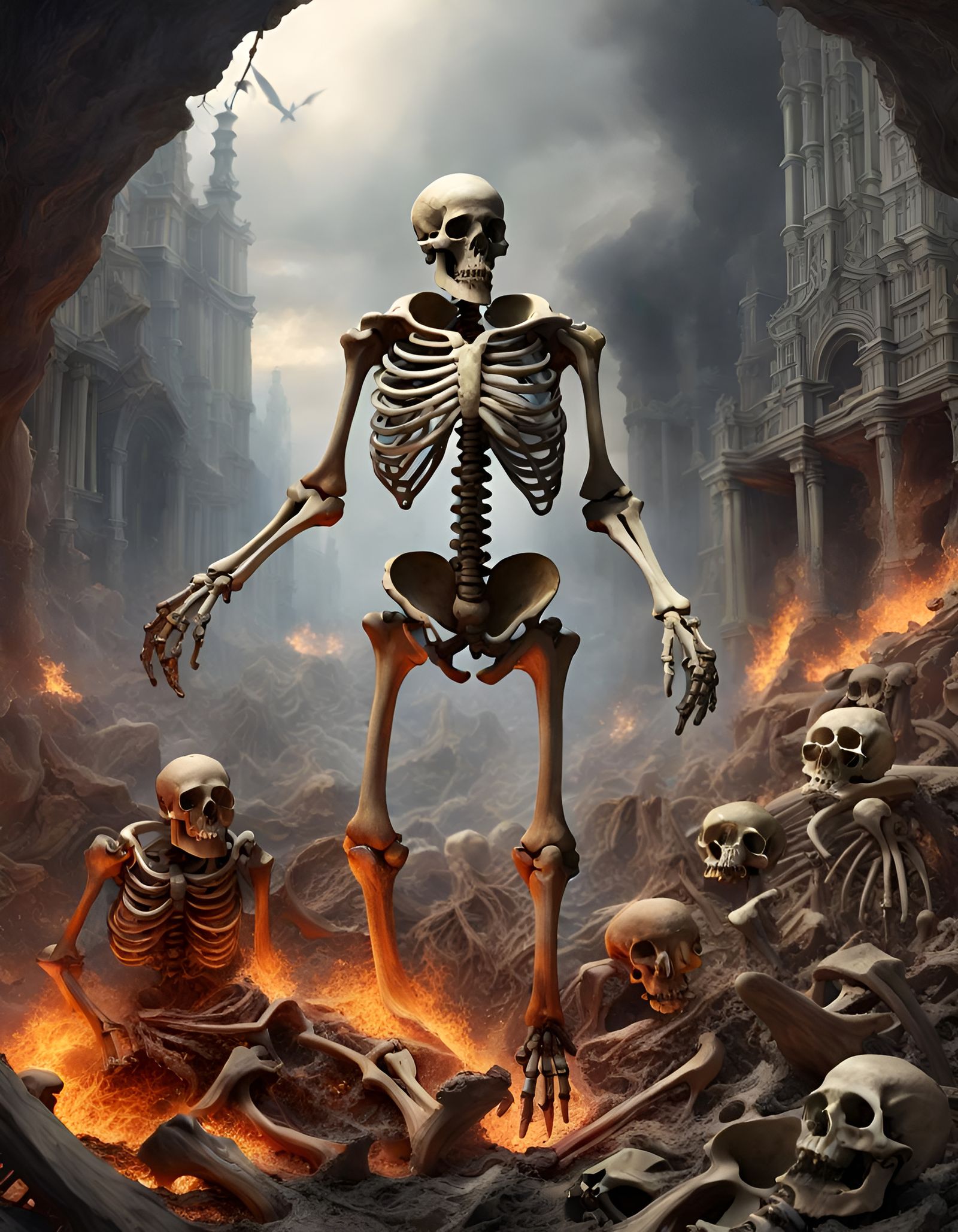 Fantastical Army of Skeletons Rising: Digital Matte Painting
