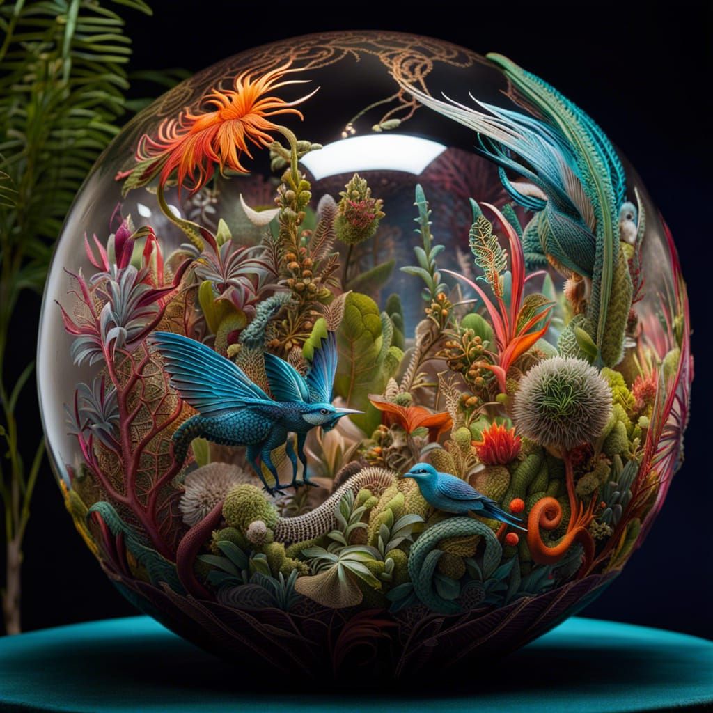 Glass Sphere Reveals Vibrant Fantasy World