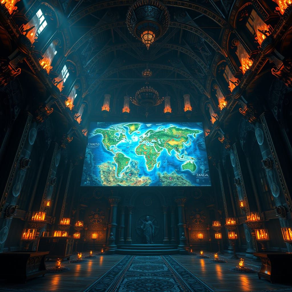 Dwemer Ruin Grand Hall with Holographic Map
