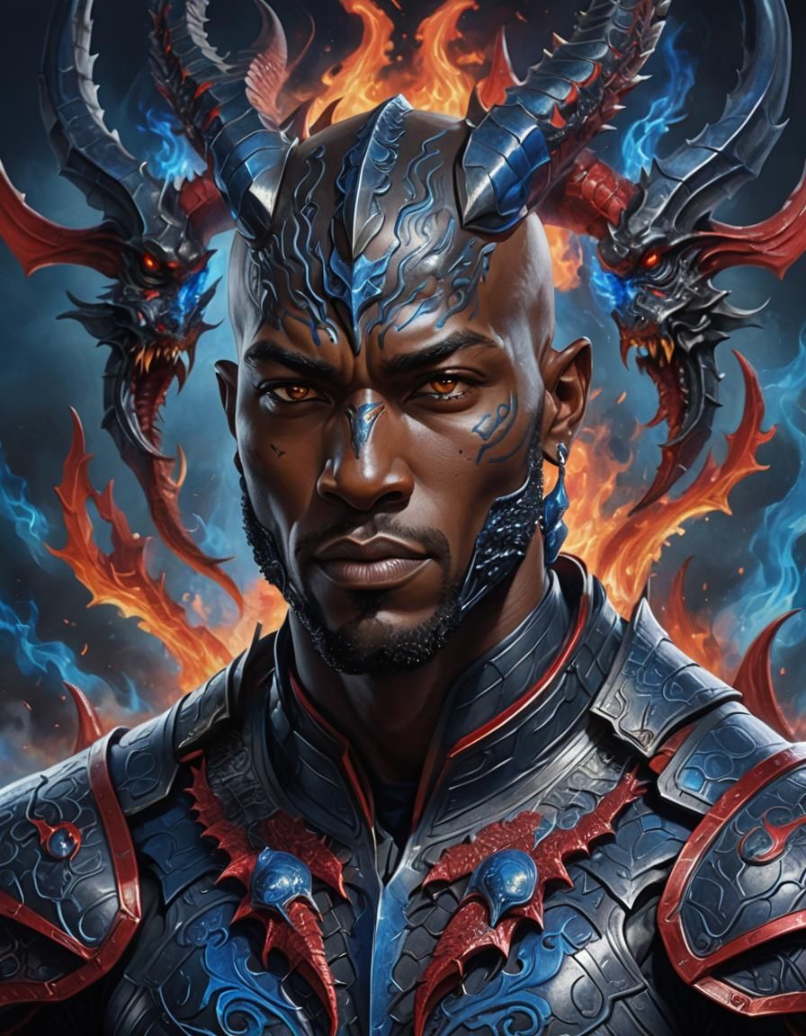 Futuristic God in Dragon Armour: Hyperrealistic Portrait