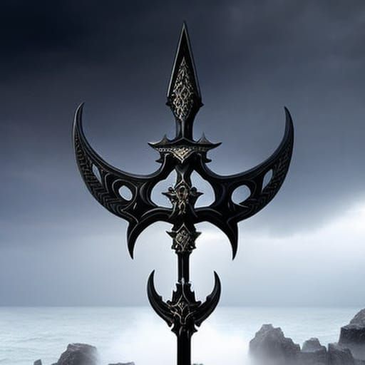 Ornate Trident of Gozreh in Thunderstorm