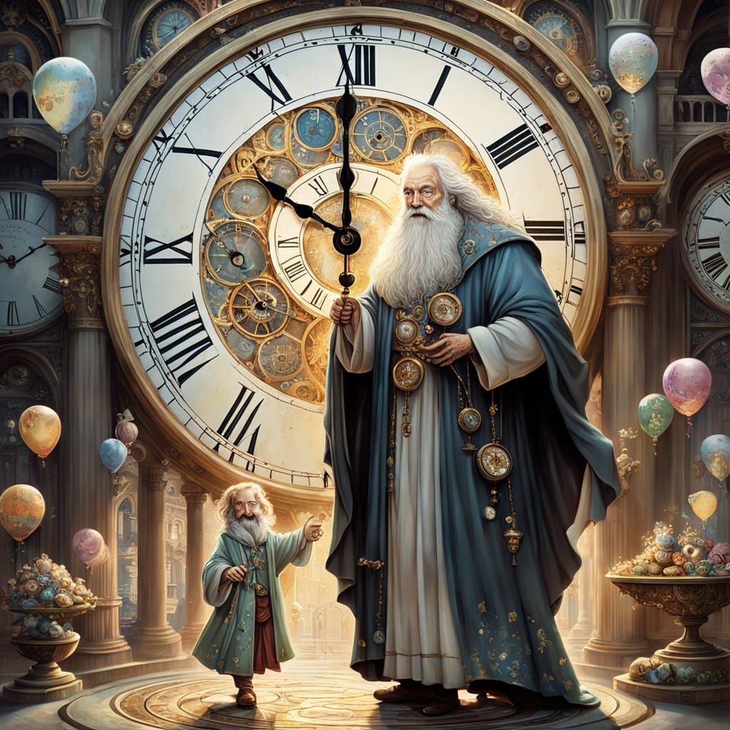 Timeless Father Time's Whimsical Duality