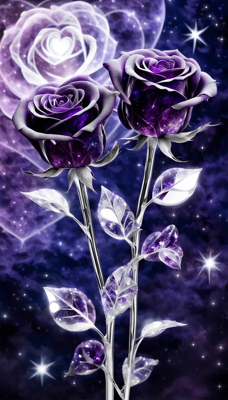 Crystalline Purple Roses with Nebula Patterns