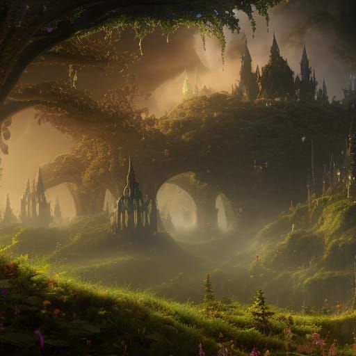 Ethereal Magical Fairy City Concept Art