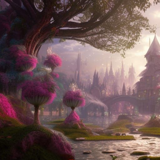 Ethereal Magical Fairy City in Detailed Digital Art
