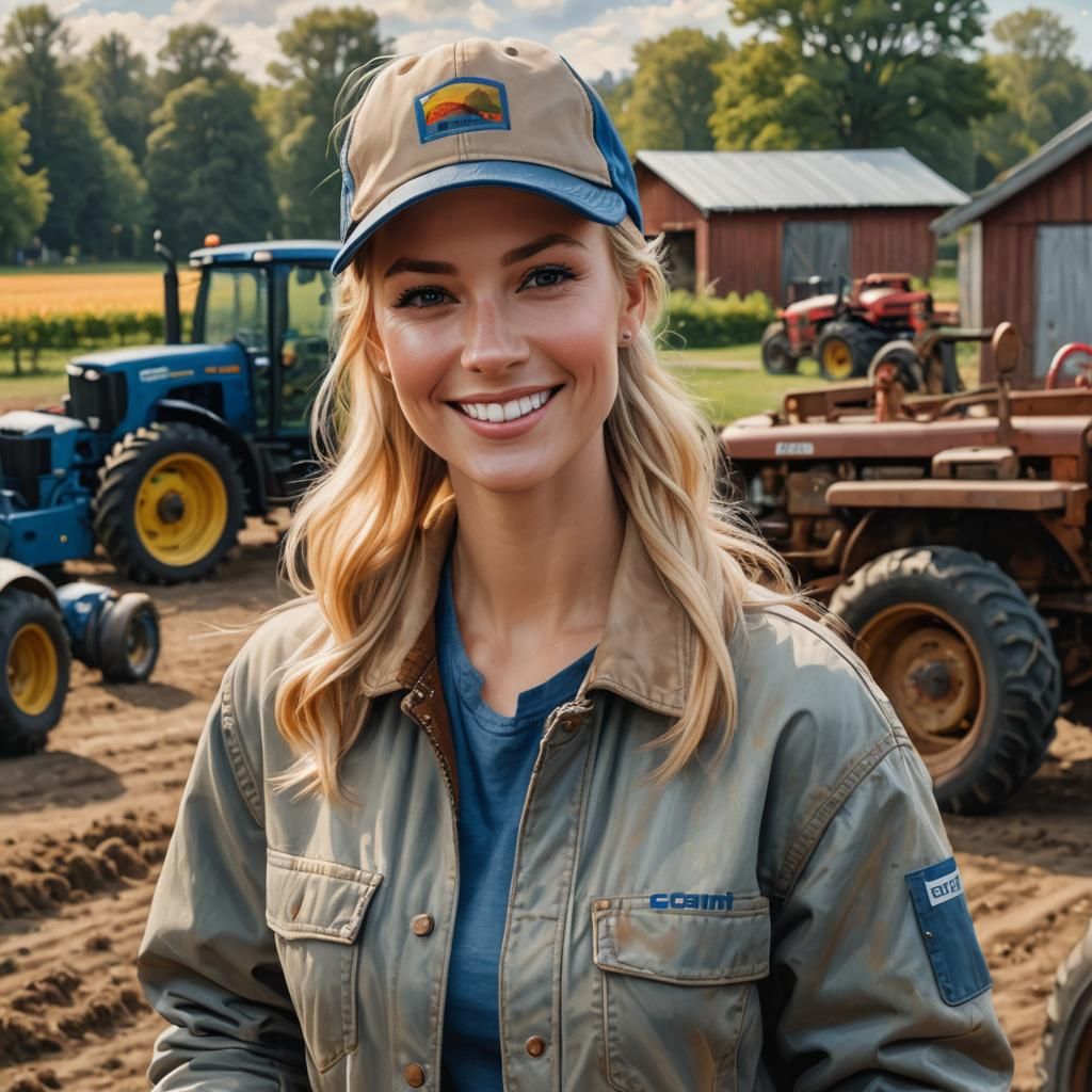 Smiling Blonde Woman in Carhartt Jacket Portrait