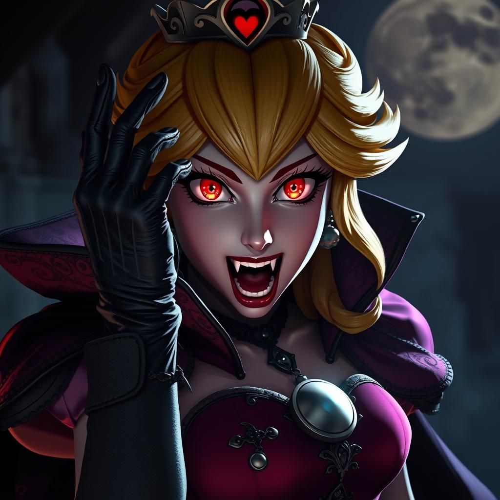 Princess Peach Vampire Transformation: Anime Art
