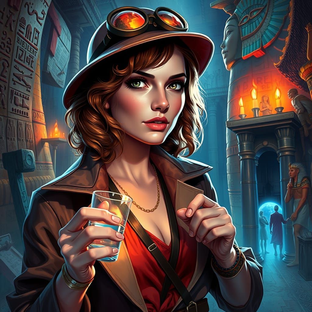 Time-Traveling Detective in Ancient Egypt, Digital Painting