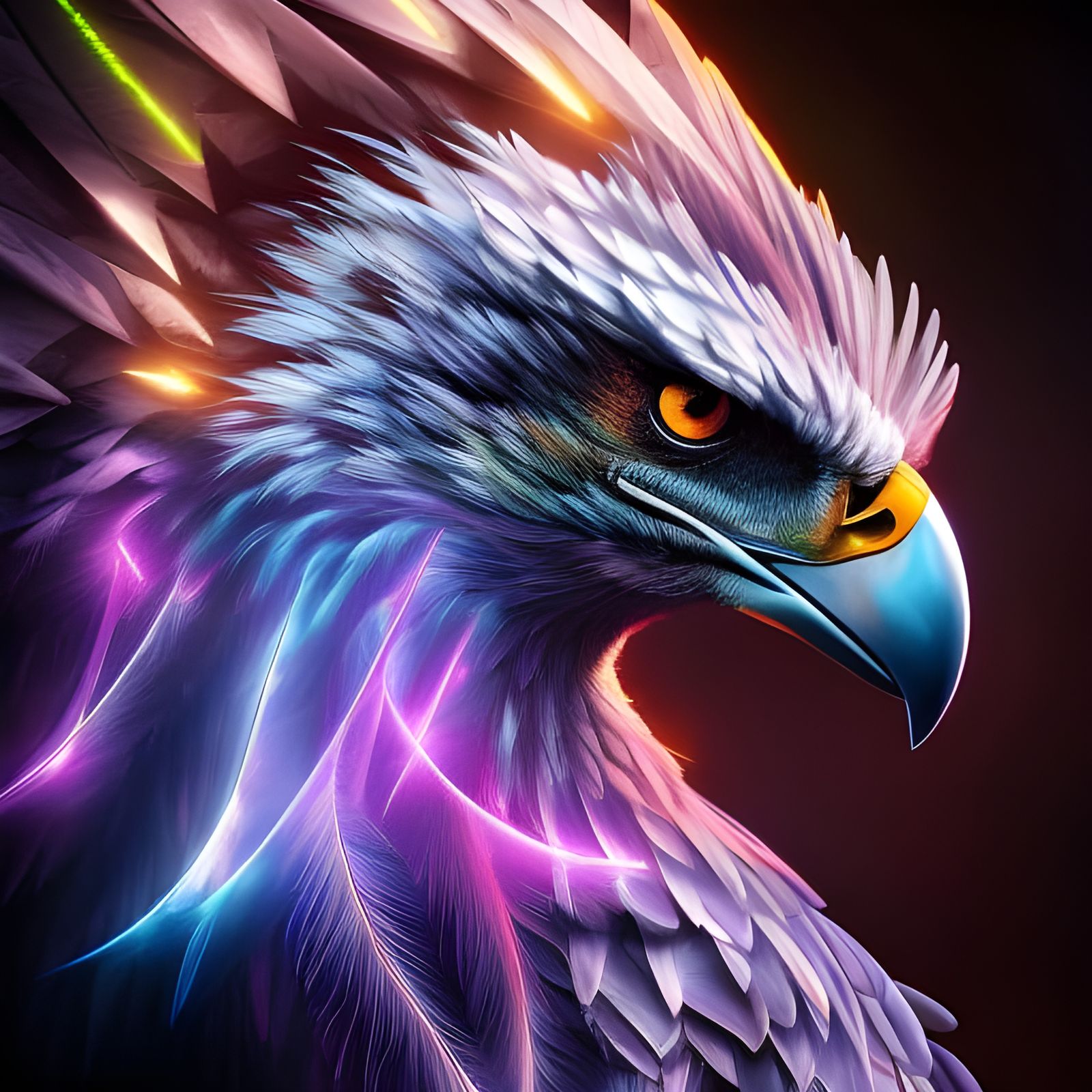 Cyberpunk Eagle Portrait in Fiery Abstract