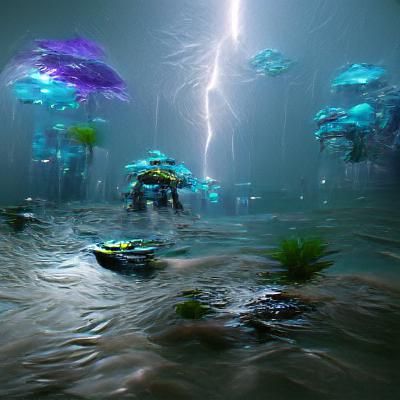 Underwater Thunderstorm Concept Art in 8K