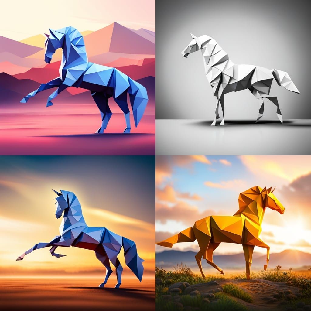 Magnificent Origami Horse Papercraft in 8K
