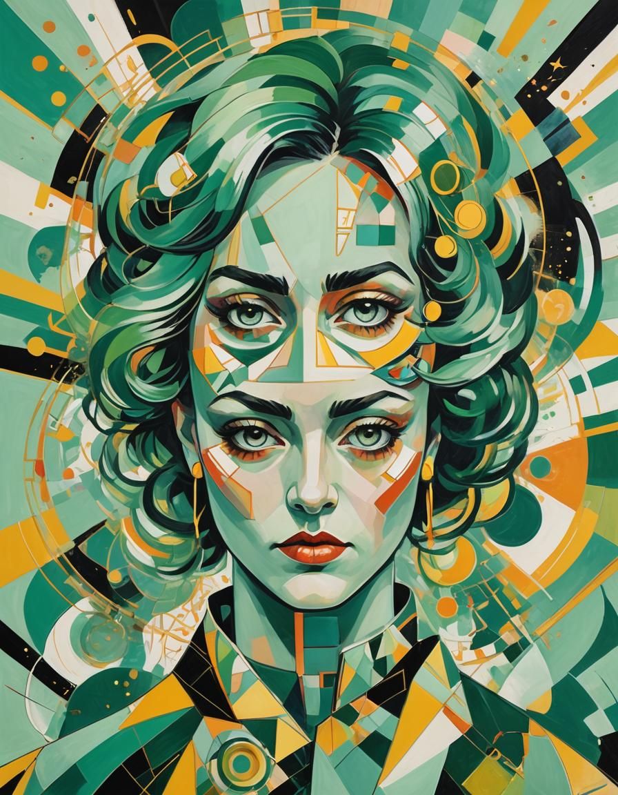 Fierce Woman Portrait in Feminist Pop Art Style