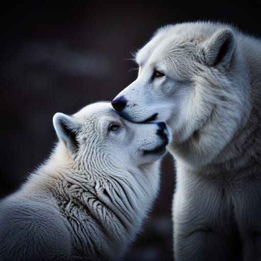 Arctic Wolves Portrait in Colorful Chiaroscuro
