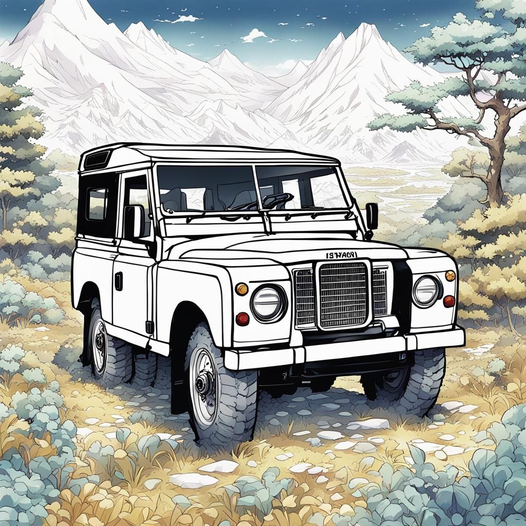 Land Rover in Anime Style Coloring Book Page