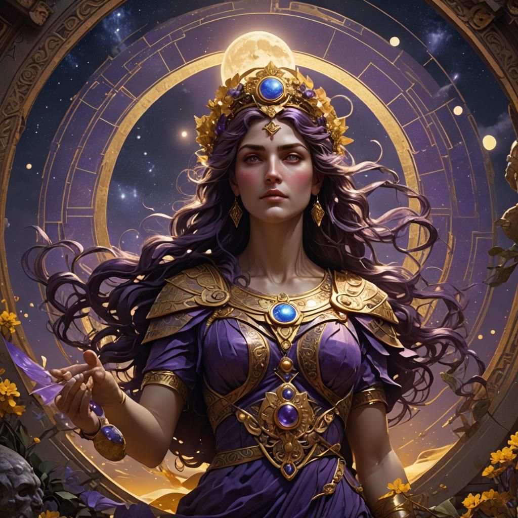 Greek Moon Goddess in Dark Fantasy Style