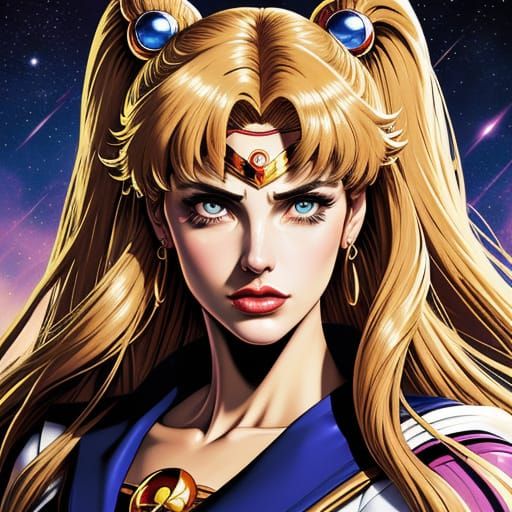 Sailor Moon Portrait in Comic Book Style