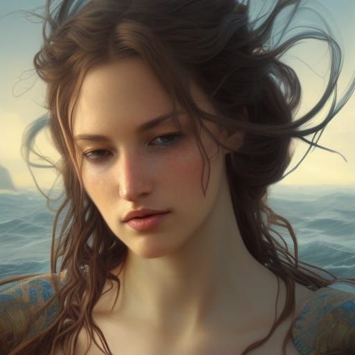 Mysterious Lady of the Lagoon: Hyperdetailed Portrait