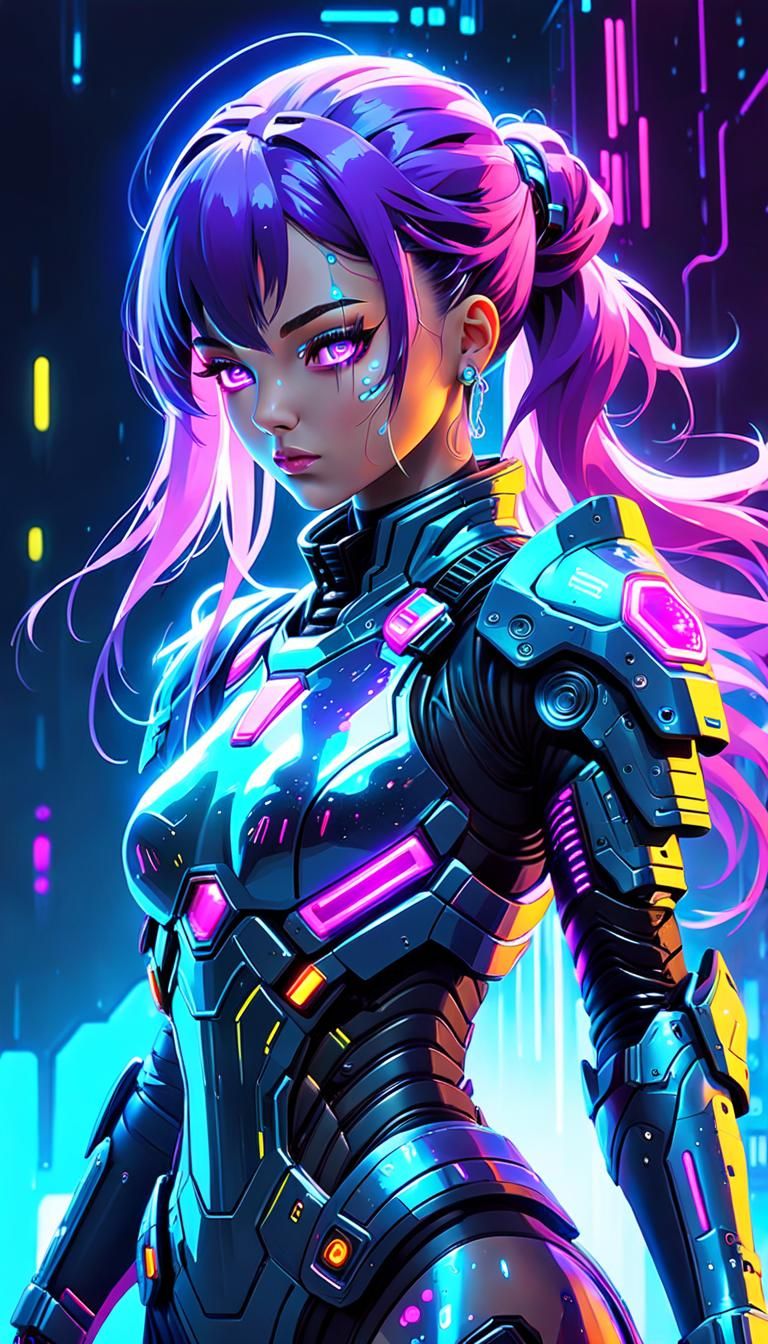 Cyberpunk Slime Girl in Sci-Fi Armor