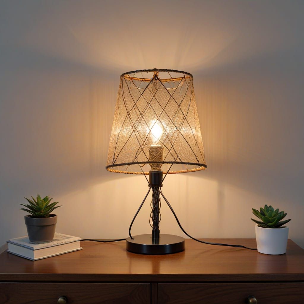 Classic Wireframe Table Lamp with Soft Light