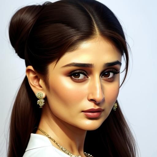 Kareena Kapoor Close-Up Portrait with Sleek Bun