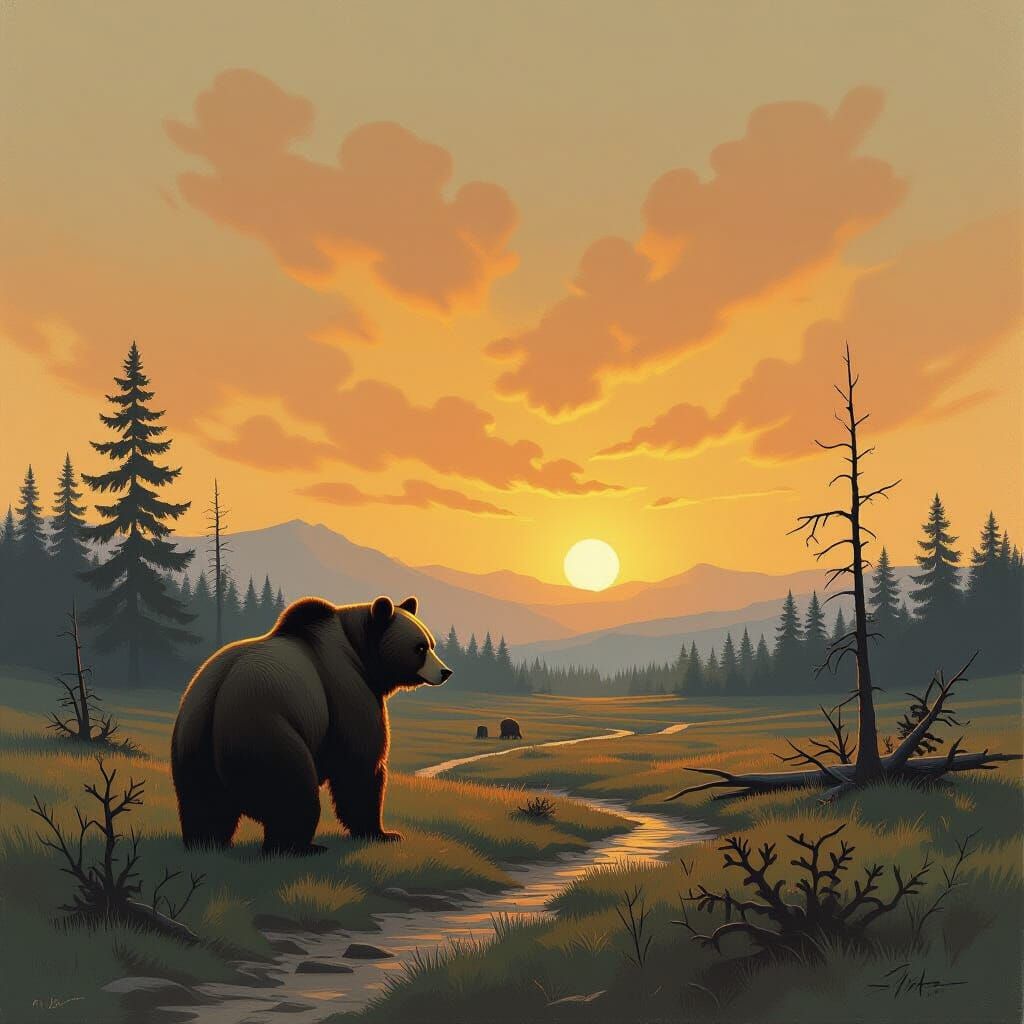 Ominous Landscape Radiates Foreboding in Dramatic Lighting