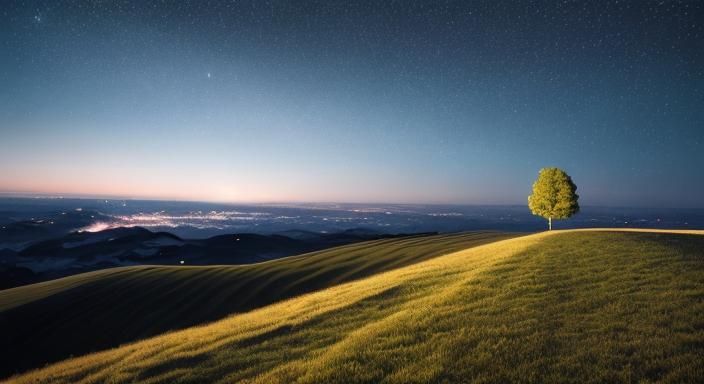 Minimalist Starry Sky Landscape Concept Art