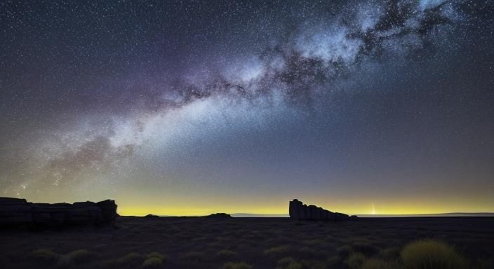 Expressionist Starry Sky Over Minimalist Landscape