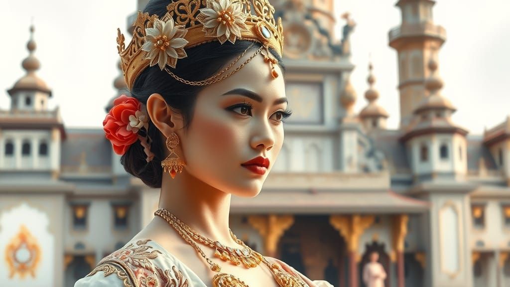 Elegant Majapahit Noblewoman in Traditional Attire