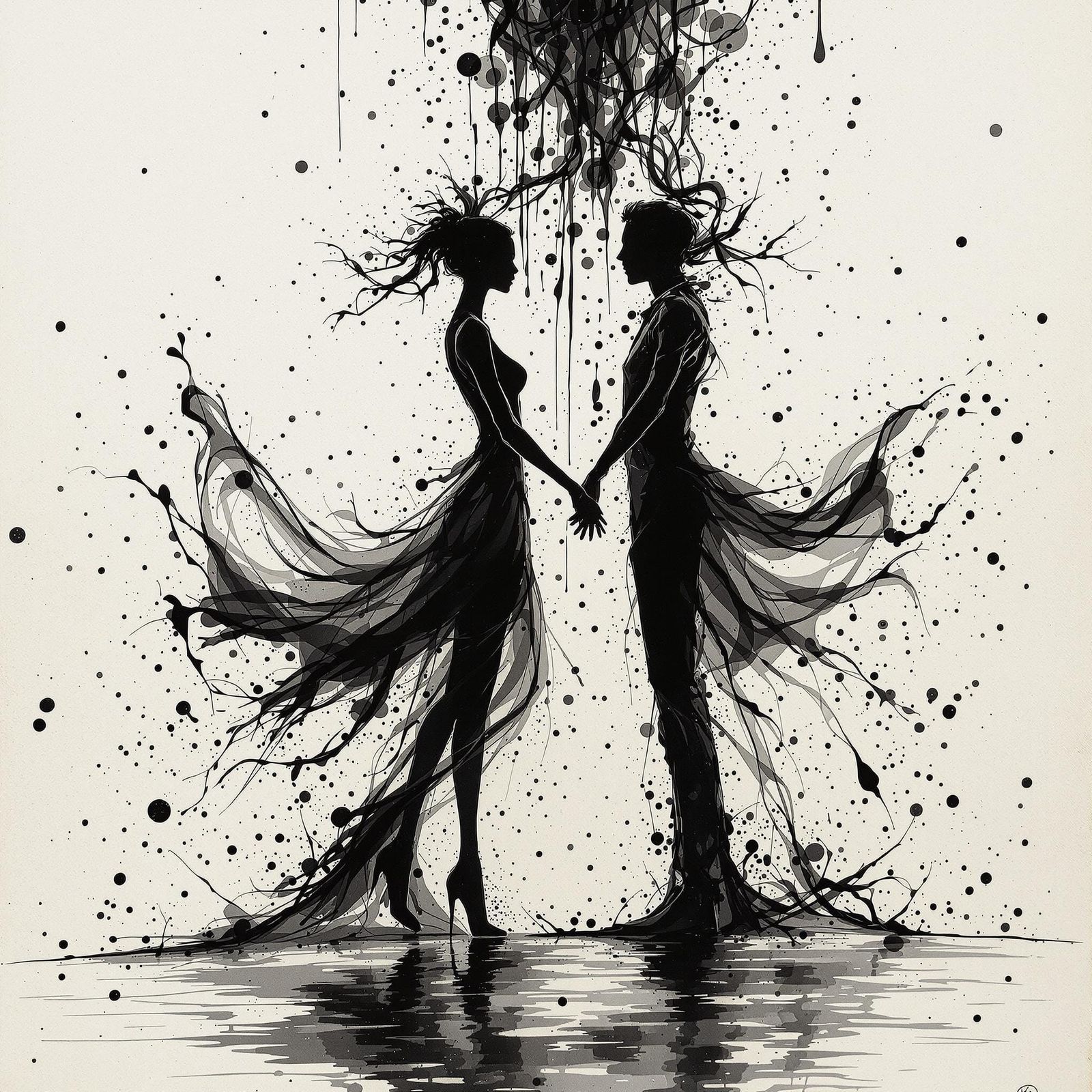 Macrophotography: Ink Droplet Dancers on Parchment