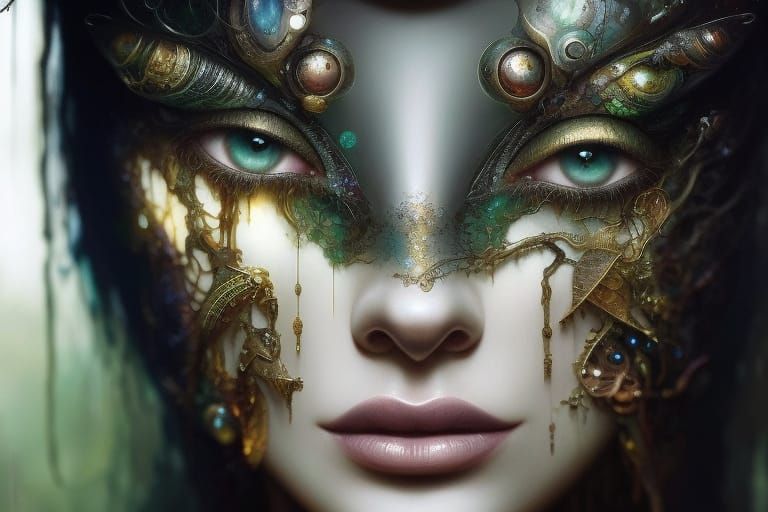 Intricate Shroom Borg Faery Portrait in Futuristic Style