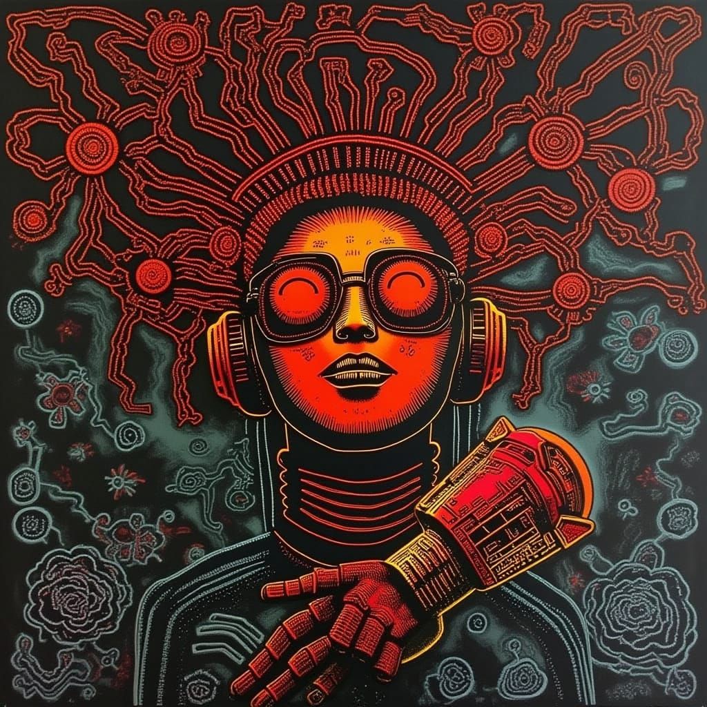 Cyberpunk Android in Neon Cityscape