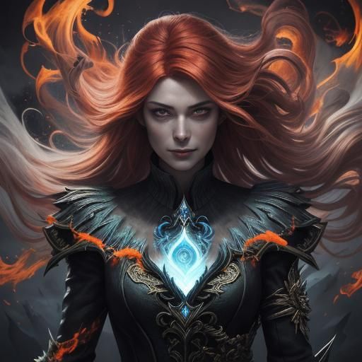 Female Mage Portrait with Elemental Power, Fuseli Style