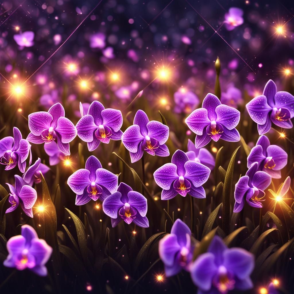 Sparkling Orchids with Mini Lights in 64K Resolution