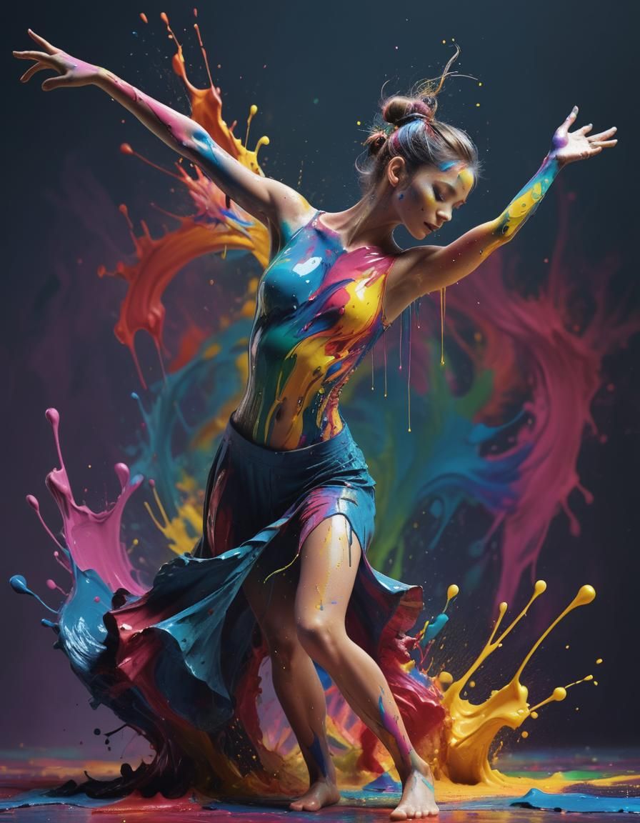 Muscular Dancer in Motion: Detailed Digital Art
