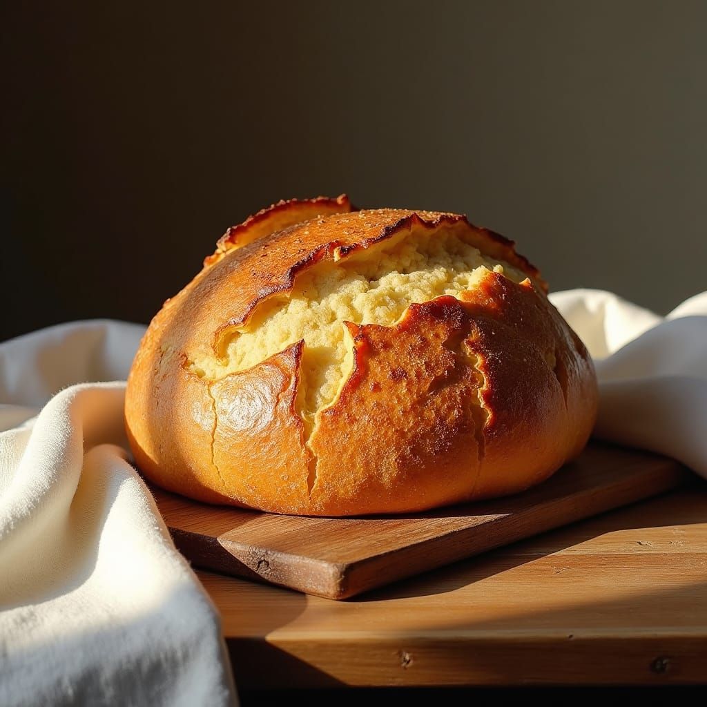 Golden Bread Loaf in Dutch Still Life Style
